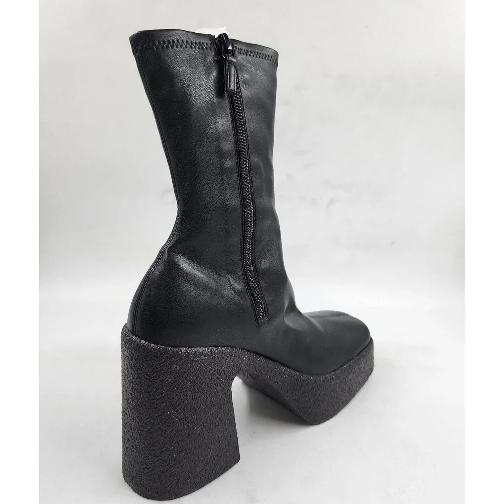 Stella McCartney Skyla Stretch Chunky Ankle Boots Women's Black Side Zip Closure - Picture 10 of 15